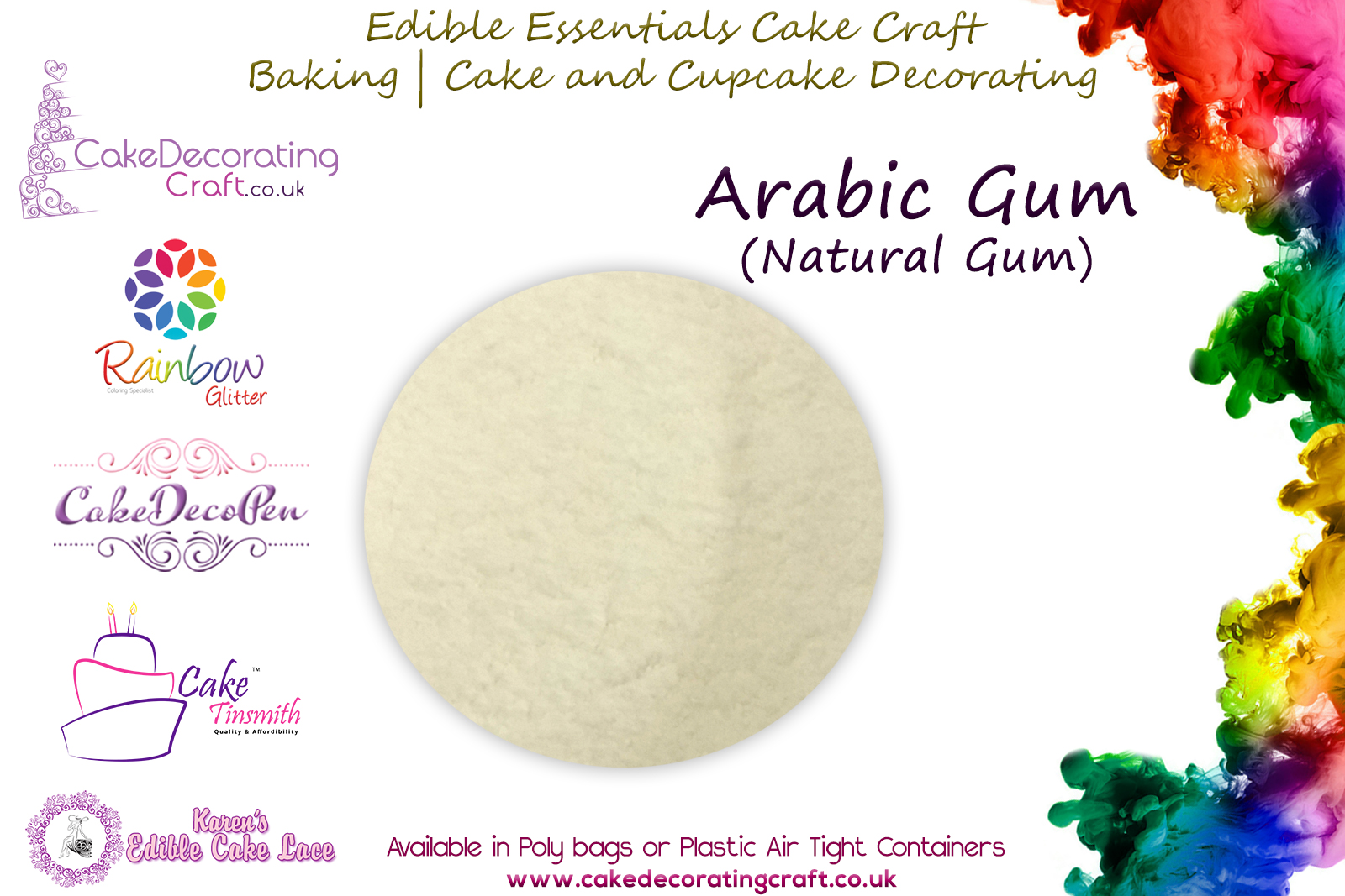 Arabic Gum | 50 grams | Edible Essentials Baking and Cake Decorating Craft