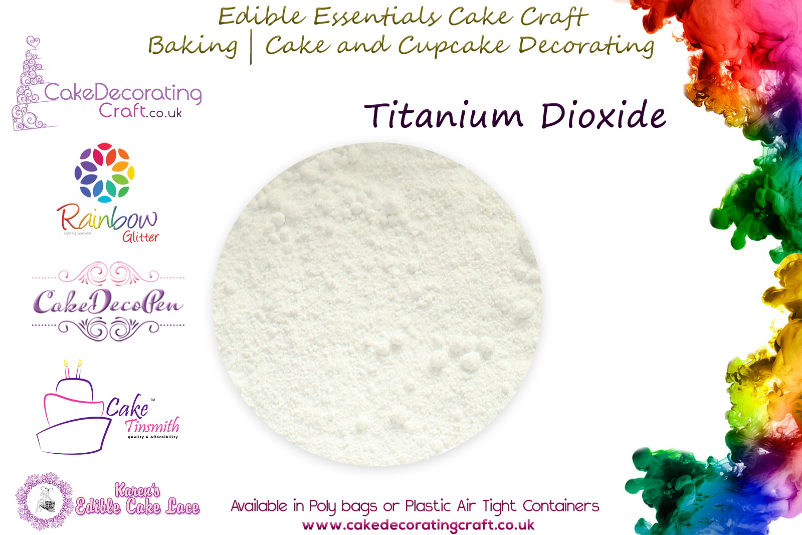 Titanium Di Oxide | 50 grams | Edible Essentials Baking and Cake Decorating Craft