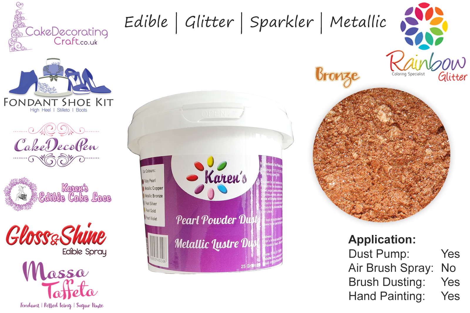 Bronze | Glitter | Sparkler | Edible | 25 Gram Pot | Cake Decorating Craft