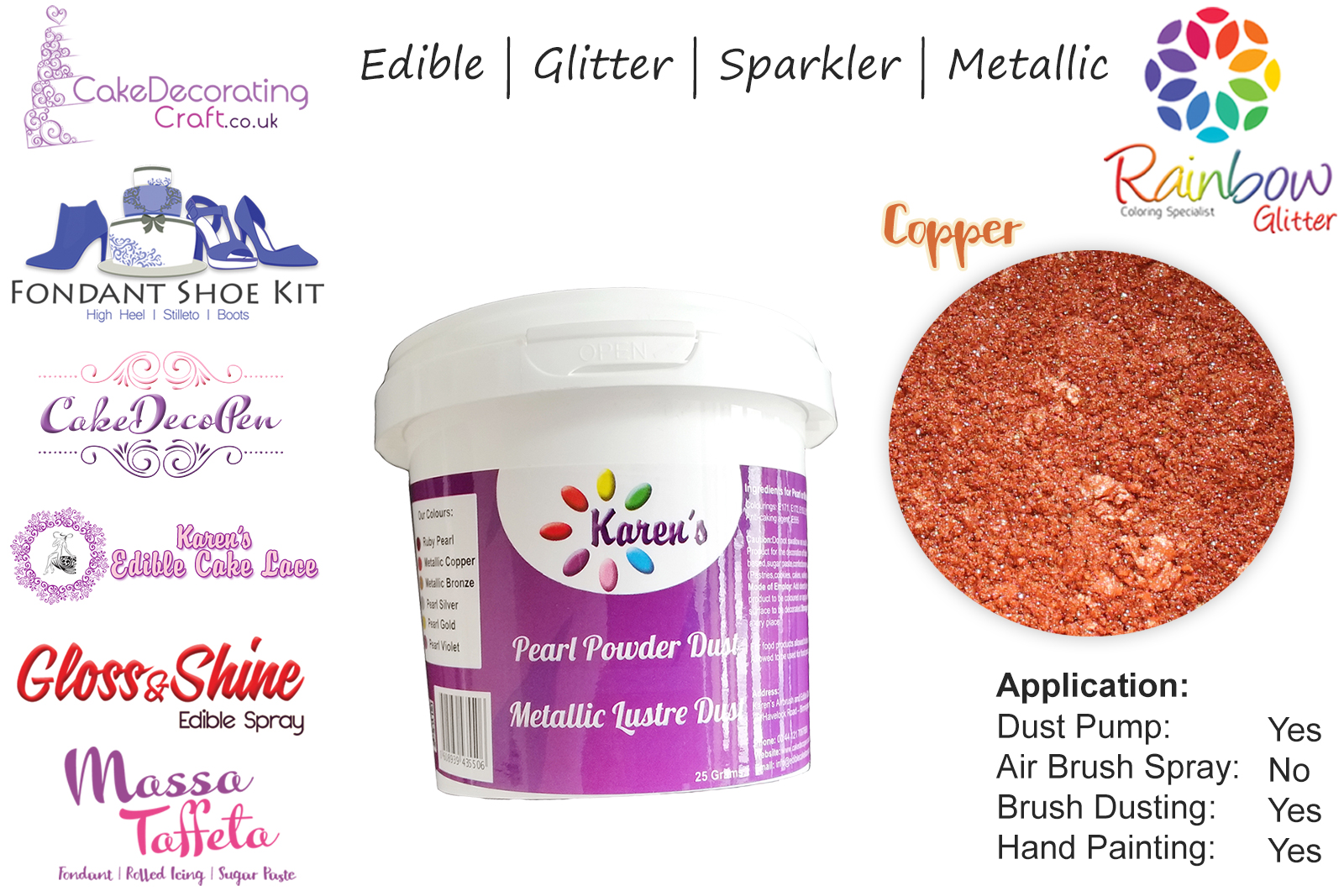 Copper | Glitter | Sparkler | Edible | 25 Gram Pot | Cake Decorating Craft