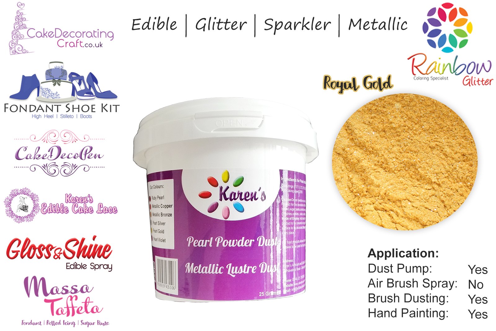 Royal Gold | Glitter | Sparkler | Edible | 25 Gram Pot | Cake Decorating Craft