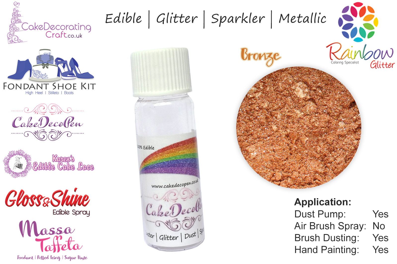 Bronze | Glitter | Sparkler | Edible | 4 Gram Tube | Cake Decorating Craft