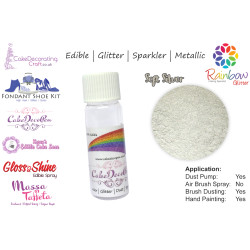 Soft Silver | 4 Gram Tube | Glitter | Sparkler | Metallic | 100 %Edible | Cake Craft | Christmas Edible Decorating Colours
