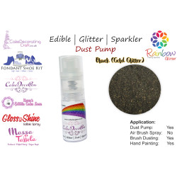 Black Gold Glitter | 7 Gram Dust Pump | Glitter | Sparkler | 100 %Edible | Cake Craft | Great Christmas Bake Off