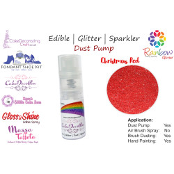 Christmas Red | Glitter | Sparkler | Edible | 8 Gram Dust Pump | Cake Decorating Craft