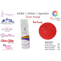 Red Coral | Glitter | Sparkler | Edible | 8 Gram Dust Pump | Cake Decorating Craft