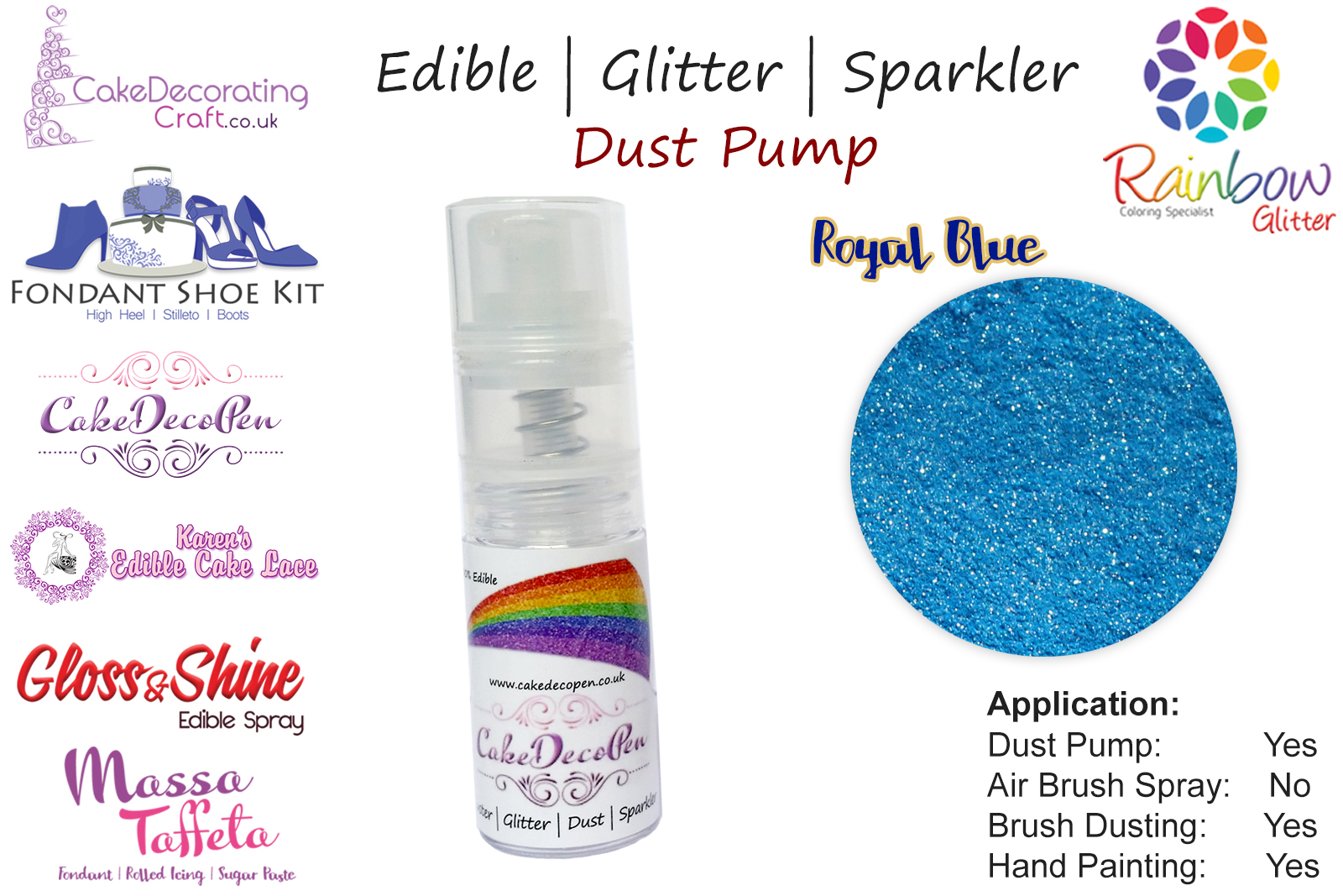 Royal Blue | Glitter | Sparkler | Edible | 8 Gram Dust Pump | Cake Decorating Craft
