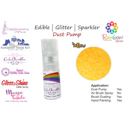 Yellow | Glitter | Sparkler | Edible | 8 Gram Dust Pump | Cake Decorating Craft