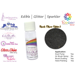 Black Silver | Glitter | Sparkler | Edible | 25 Gram Pot | Cake Decorating Craft