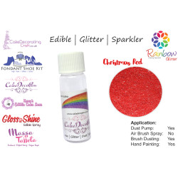 Christmas Red | 4 Gram Tube | Glitter | Sparkler | 100 %Edible | Cake Decorating Craft | Great Christmas Bake Off
