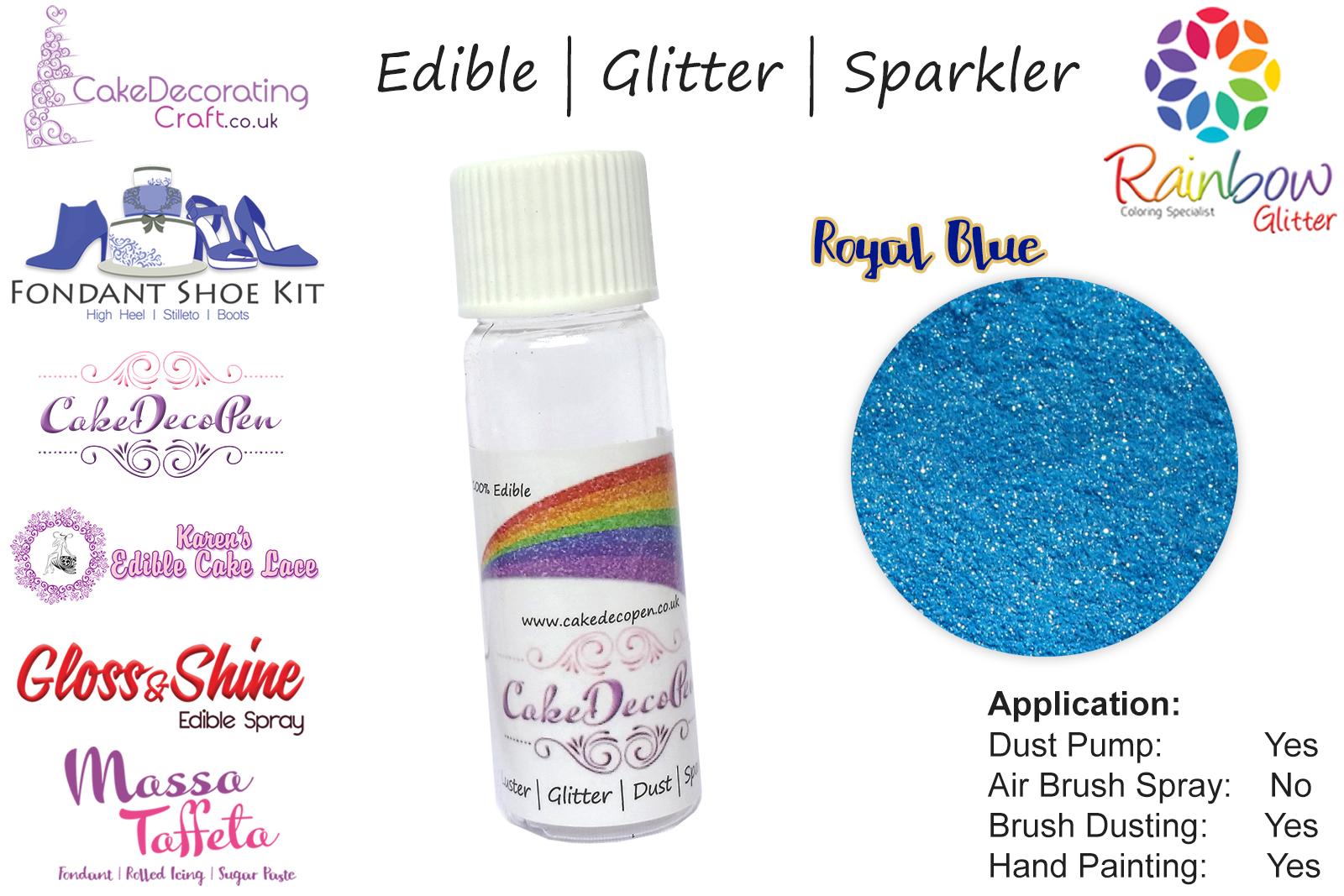 Royal Blue | Glitter | Sparkler | Edible | 4 Gram Tube | Cake Decorating Craft