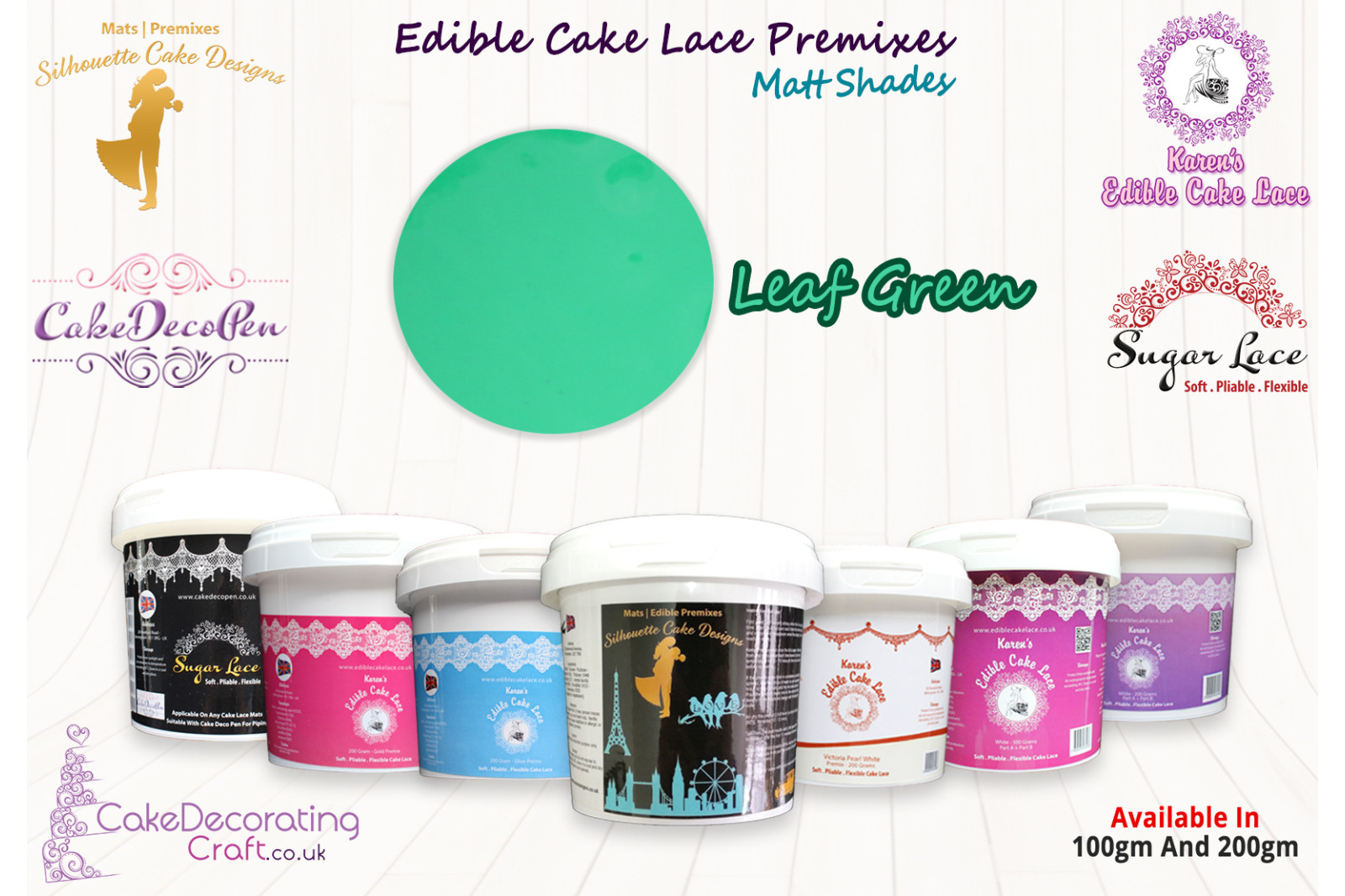 Leaf Green | Edible Cake Lace Premixes | Matt Shade | 100 Grams