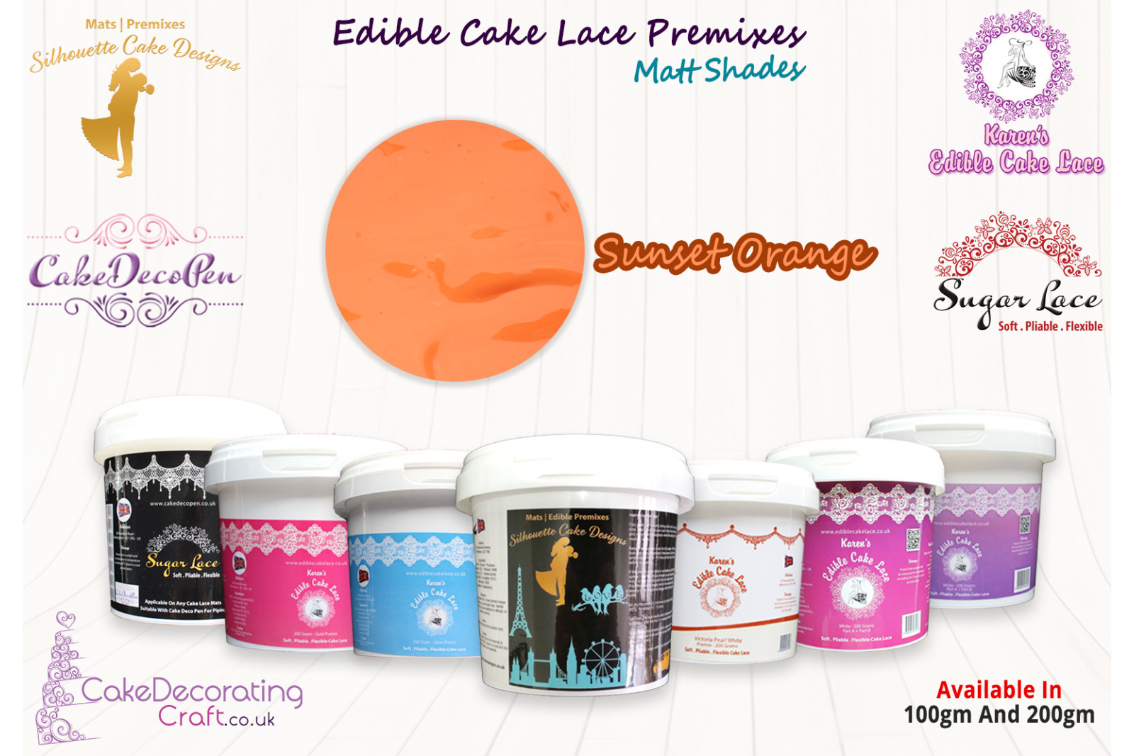 Sunset Orange | Edible Cake Lace Premixes | Matt Shade | 100 Grams