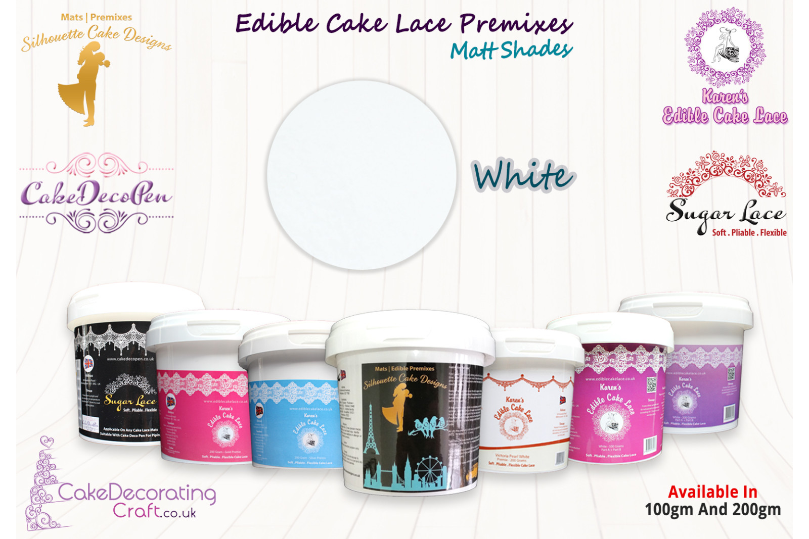 White | Edible Cake Lace Premixes | Matt Shade | 100 Grams