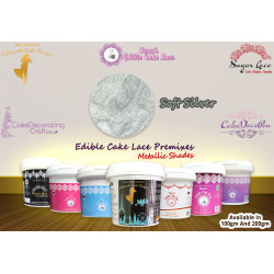 Soft Silver Colour | Edible Cake Lace Premixes | Metallic Shade | 200 Grams | Christmas Edible Decorating Essential