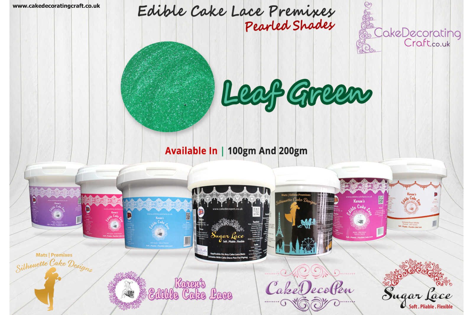 Leaf Green | Edible Cake Lace Premixes | Pearled Shade | 200 Grams