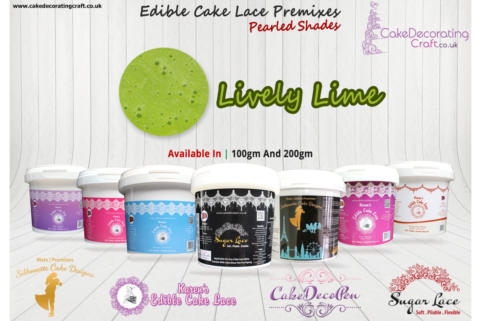 Lively Lime | Edible Cake Lace Premixes | Pearled Shade | 200 Grams