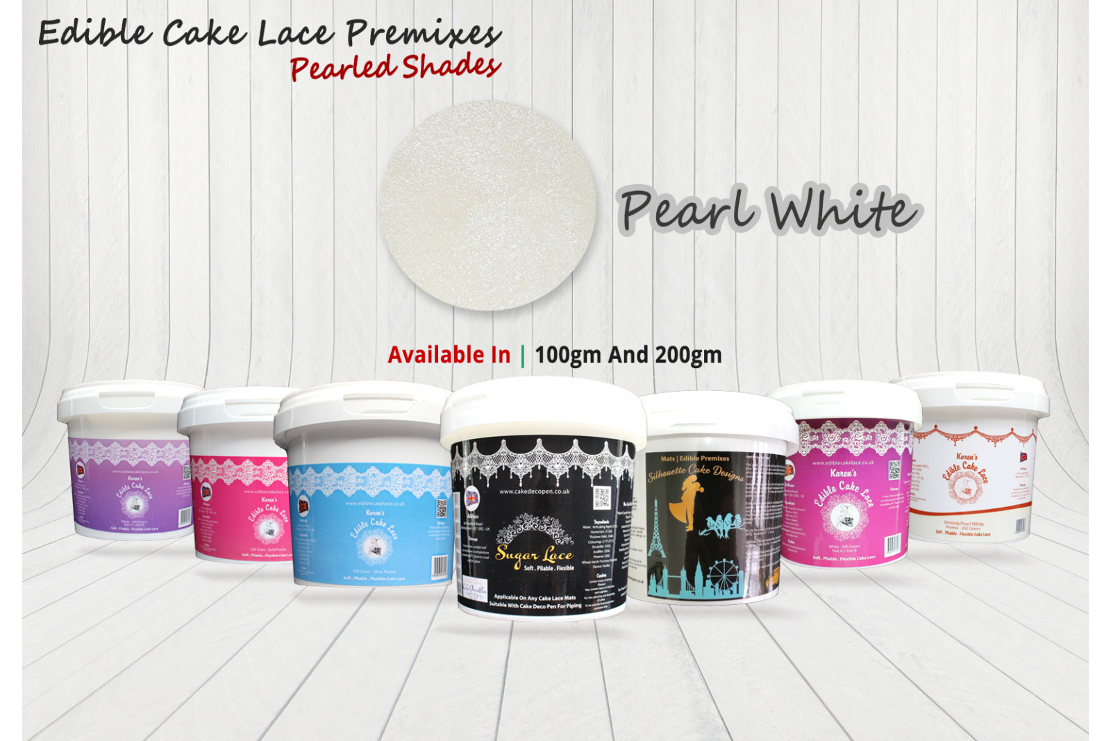 Pearl White | Edible Sugar Lace Deco Pen | Pearled Shade | 200 Grams