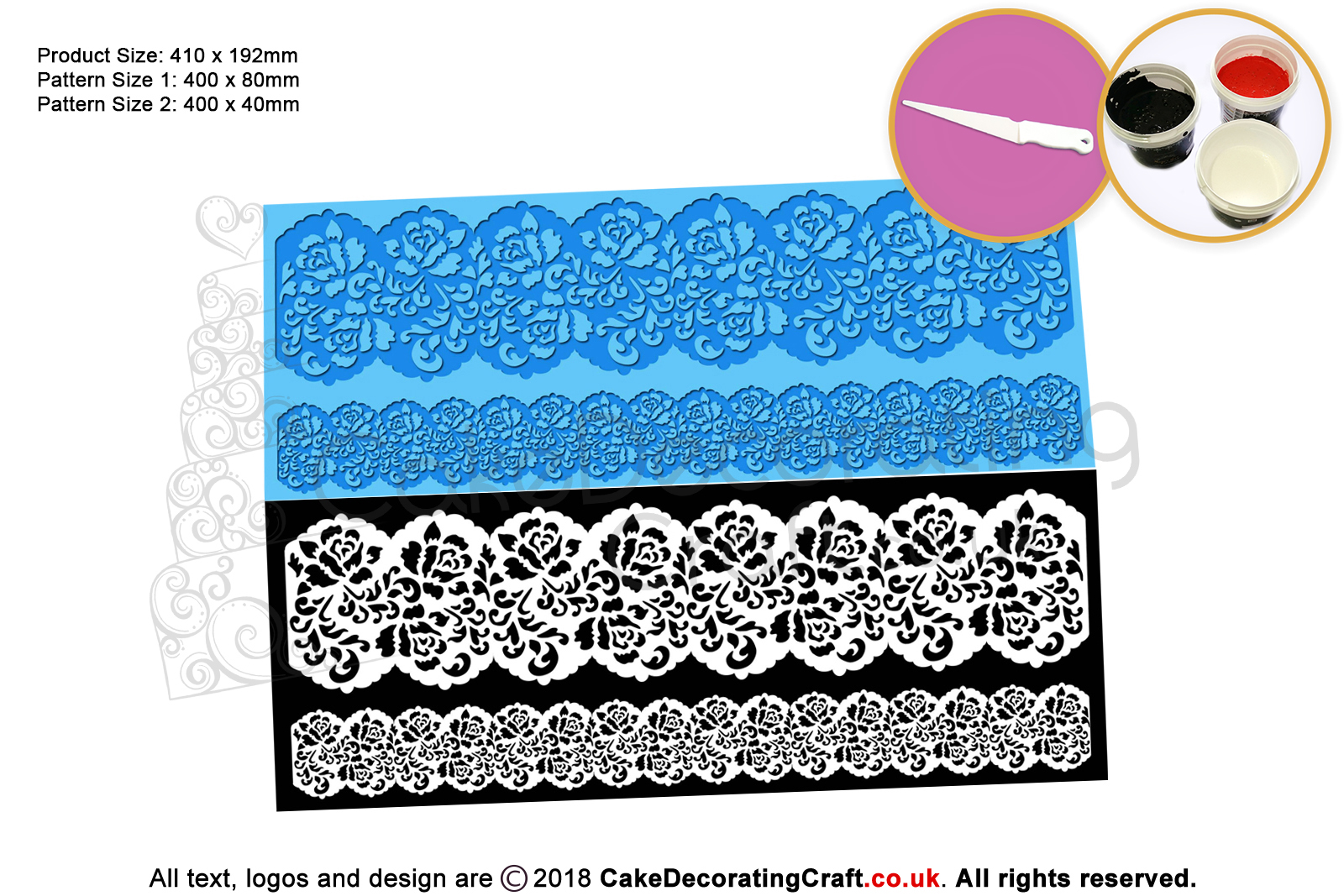 Damask Rose Ribbon | Cake Lace Mats | Cake Decorating Starter Kit | Cake Decorating Craft Tool
