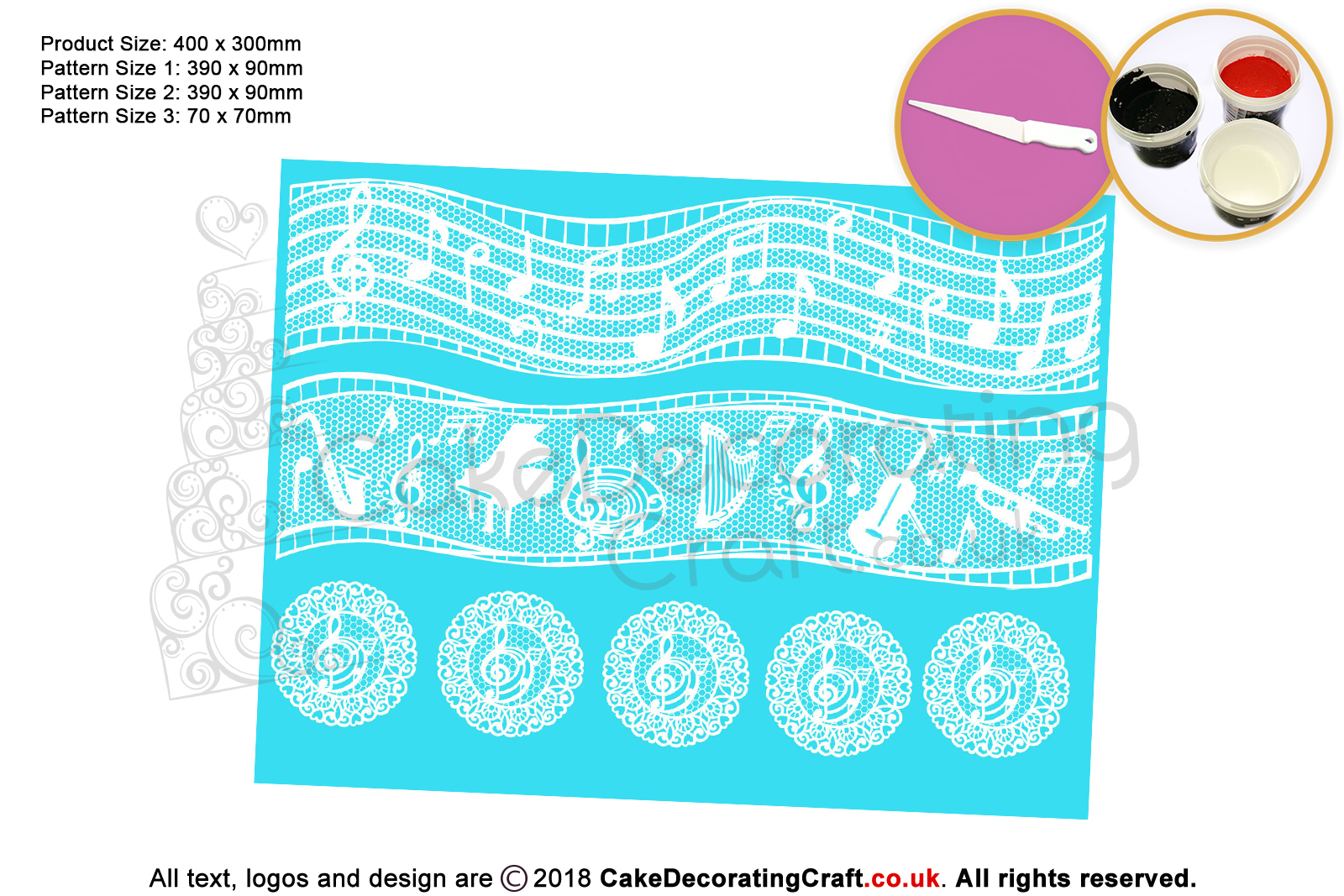 Musical Note | Cake Lace Mats | Cake Decorating Starter Kit | Cake Decorating Craft Tool