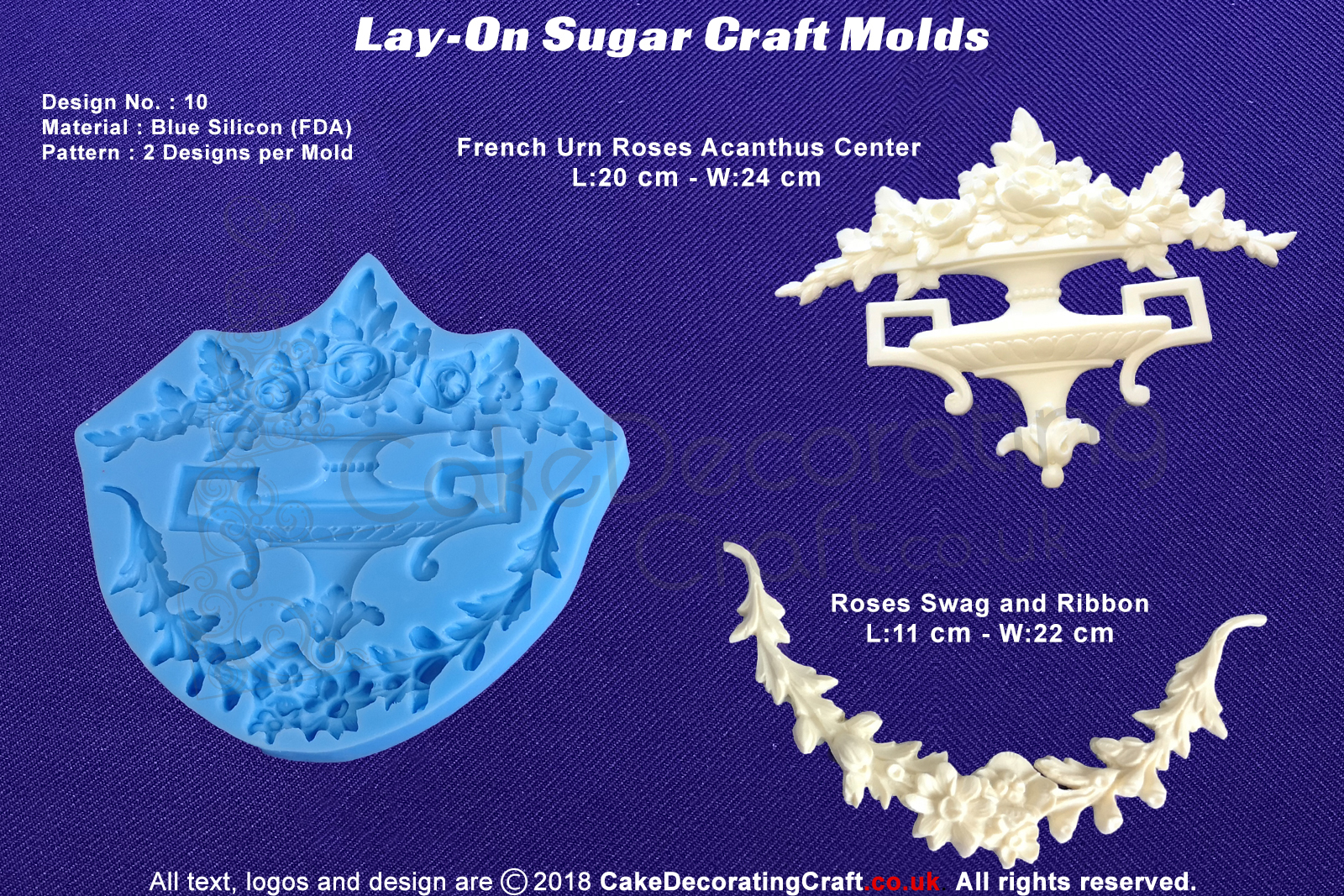 Design 10 | Lay-On Silicone Cake Molds | Deep Floral Roses | Wedding Cakes | Design | Sugar Cake Decorating Craft 