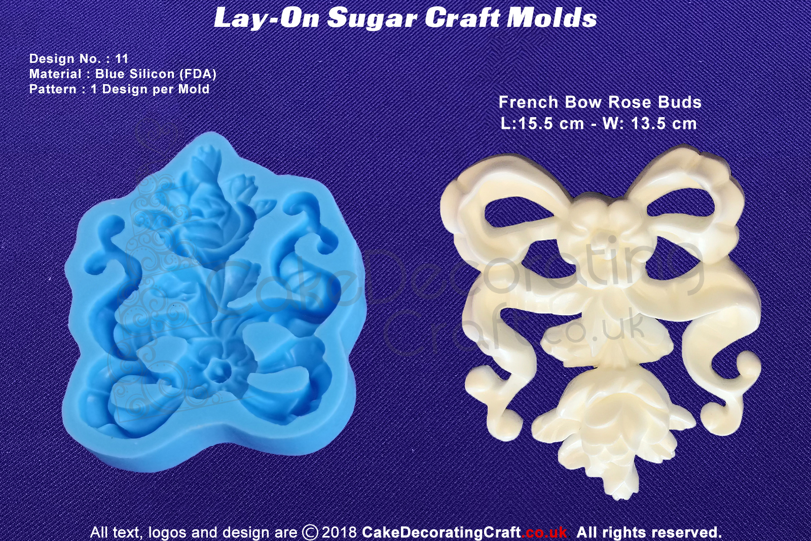 Design 11 | Lay-On Silicone Cake Molds | Deep Floral Roses | Wedding Cakes | Design | Sugar Cake Decorating Craft 