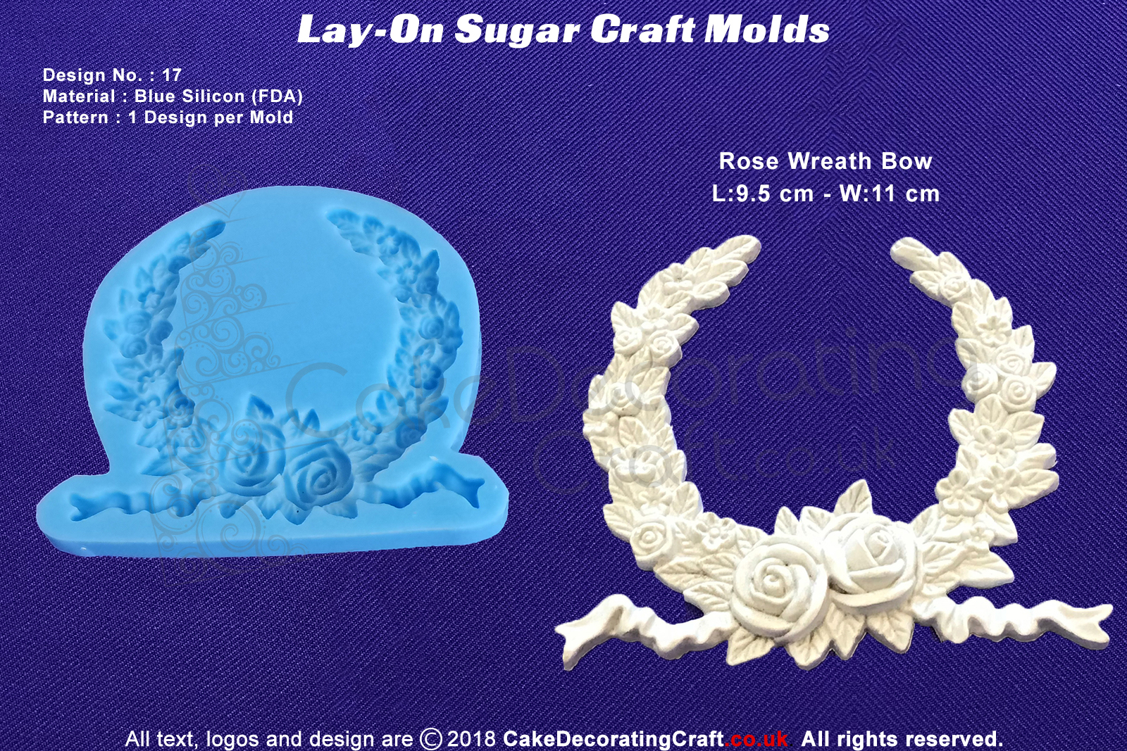 Design 17 | Lay-On Silicone Cake Molds | Deep Floral Roses | Wedding Cakes | Design | Sugar Cake Decorating Craft 