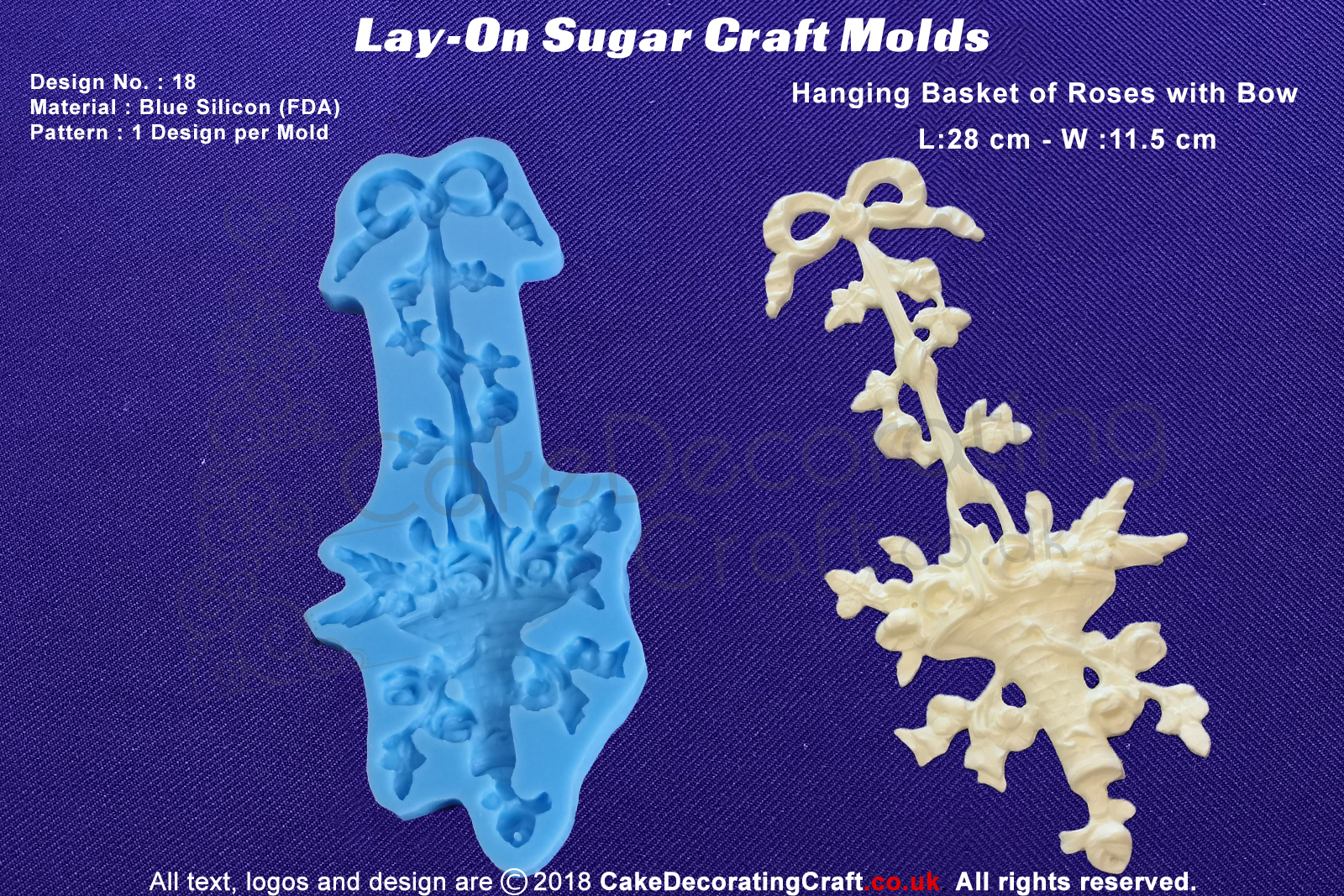 Design 18 | Lay-On Silicone Cake Molds | Deep Floral Roses | Wedding Cakes | Design | Sugar Cake Decorating Craft 