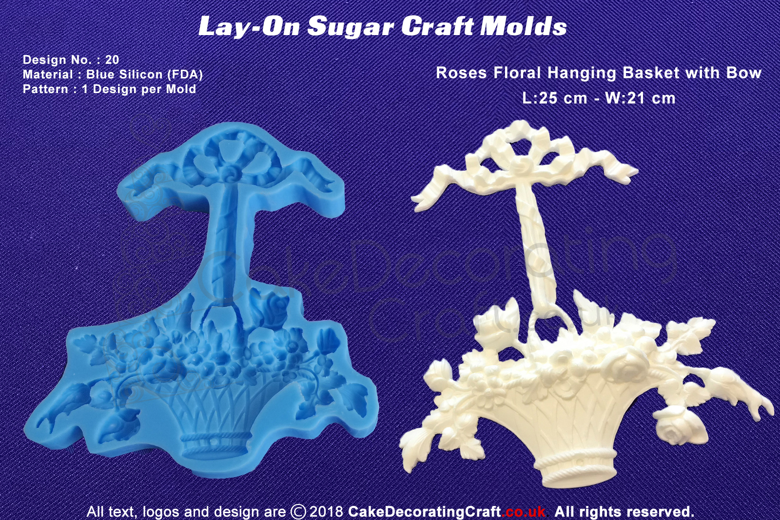 Design 20 | Lay-On Silicone Cake Molds | Deep Floral Roses | Wedding Cakes | Design | Sugar Cake Decorating Craft 