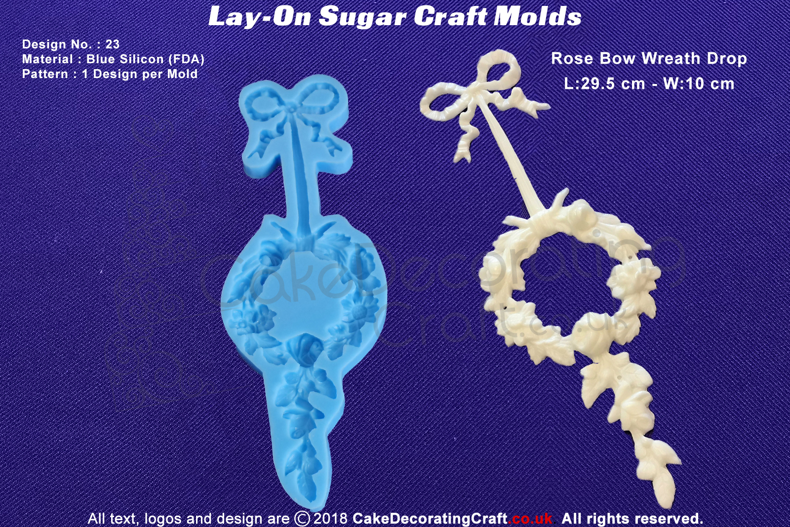 Design 23 | Lay-On Silicone Cake Molds | Deep Floral Roses | Wedding Cakes | Design | Sugar Cake Decorating Craft 
