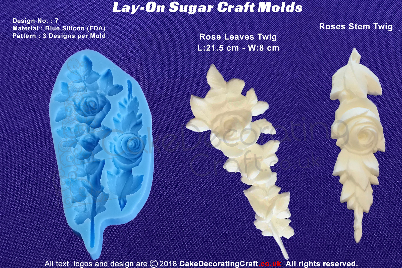 Design 7 | Lay-On Silicone Cake Molds | Deep Floral Roses | Wedding Cakes | Design | Sugar Cake Decorating Craft 