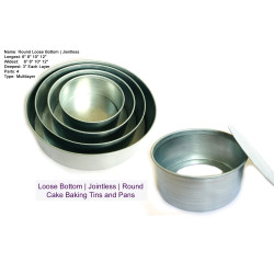 Loose Bottom 6 8 10 12 " | 3 Inch Deep |4 Tiers |  Jointless | Round Shape | Cake Baking Tins And Pans