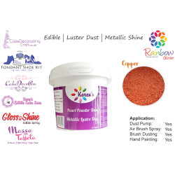 Copper | Pearled | Luster | Shimmer | Gloss | Edible Dust | 25 Gram Pot | Cake Decorating Craft
