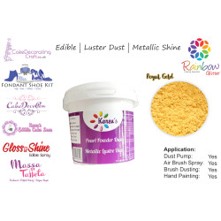 Royal Gold | Pearled | Luster | Shimmer | Gloss | Edible Dust | 25 Gram Pot | Cake Decorating Craft