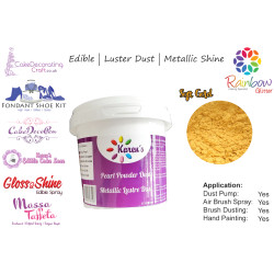 Soft Gold | Pearled | Luster | Shimmer | Gloss | Edible Dust | 25 Gram Pot | Cake Decorating Craft