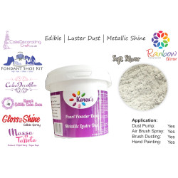 Soft Silver | Pearled | Luster | Shimmer | Gloss | Edible Dust | 25 Gram Pot | Cake Decorating Craft