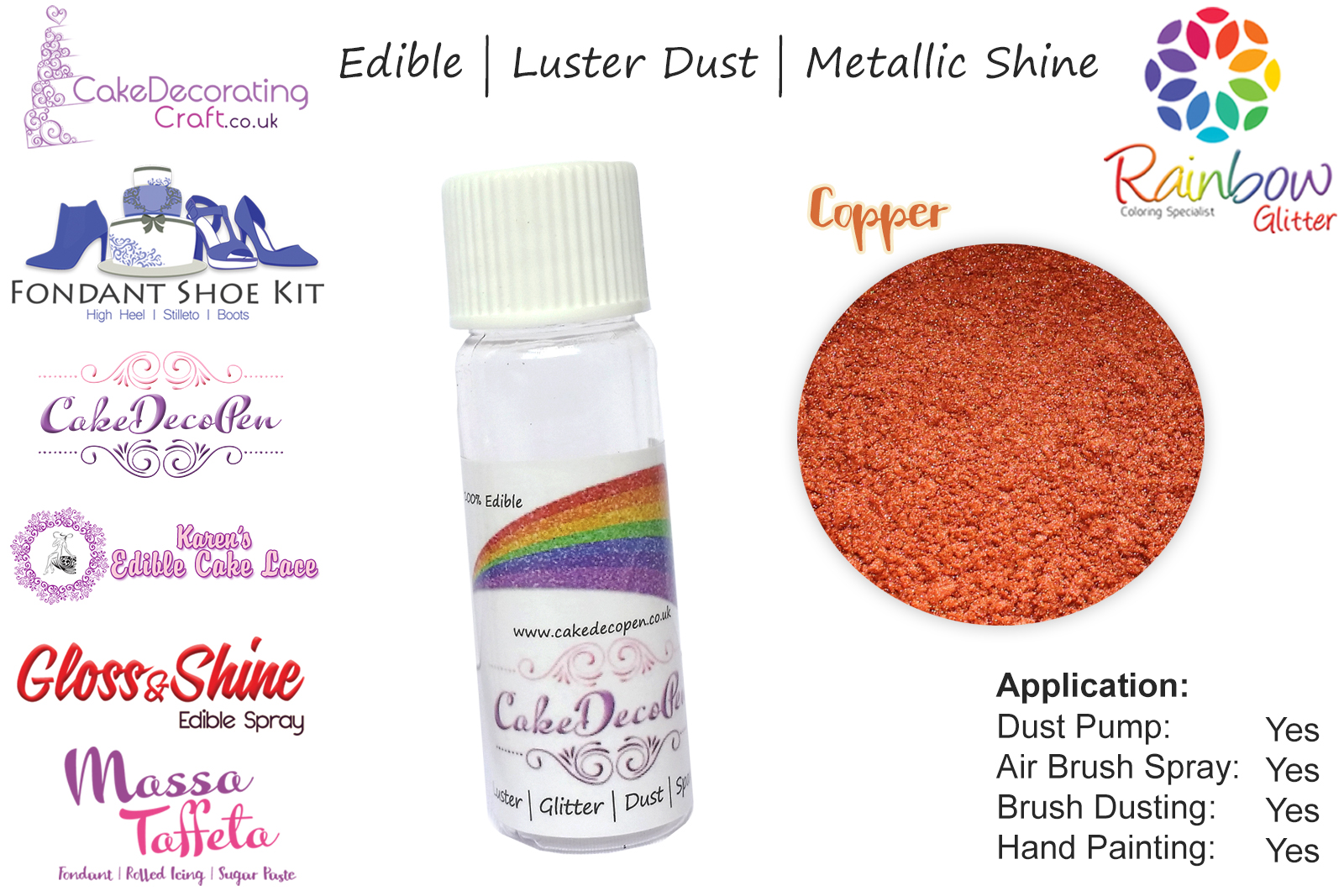 Copper | 4 Gram Tube | Luster Dust | Metallic Shine | For Cake Decorating | Christmas Cake Cupcake Decorating Craft 
