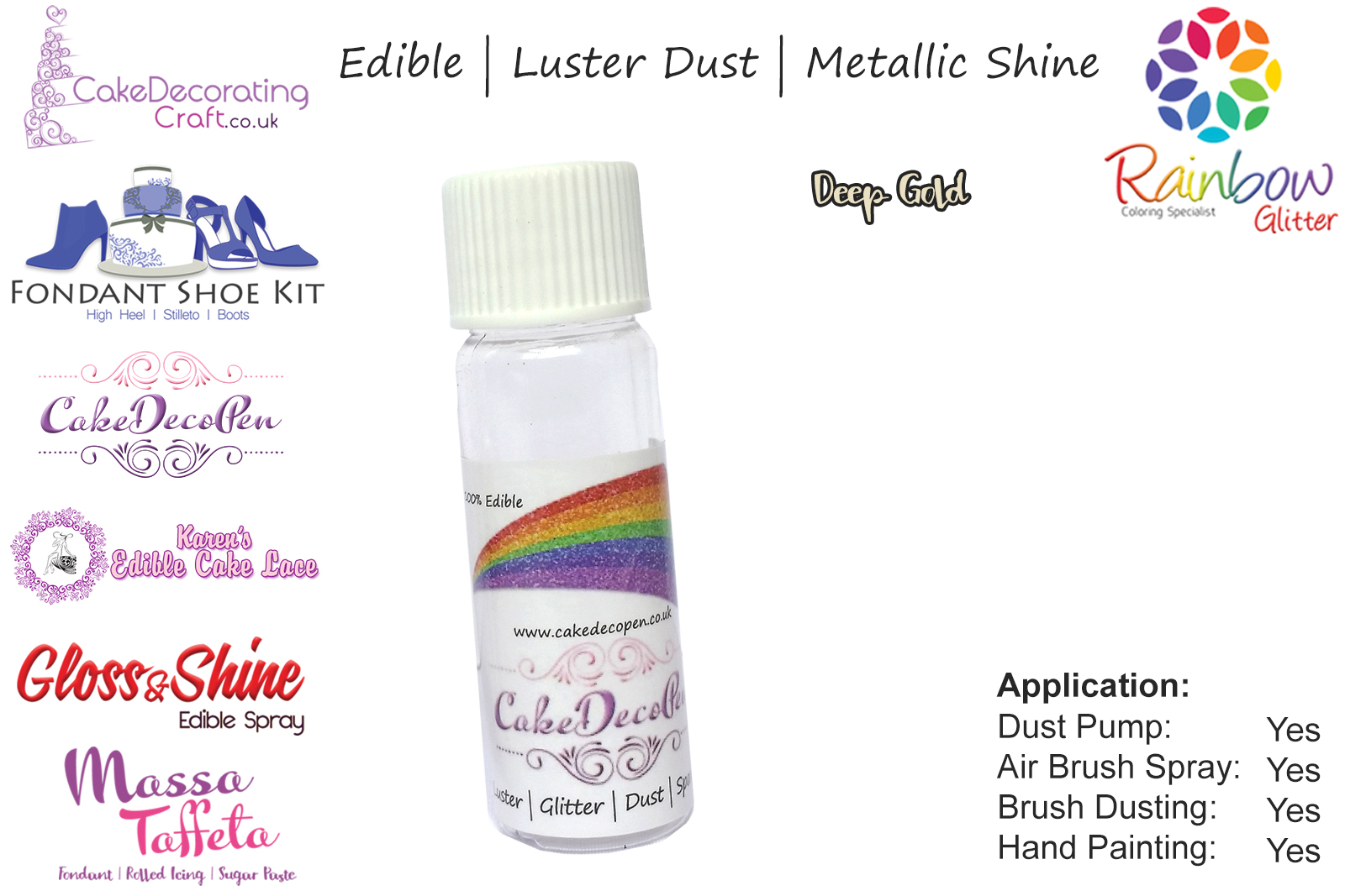 Deep Gold | Pearled | Luster | Shimmer | Gloss | Edible Dust | 4 Gram Tube | Cake Decorating Craft