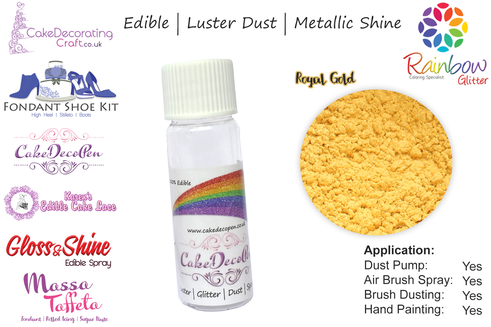 Royal Gold | Pearled | Luster | Shimmer | Gloss | Edible Dust | 4 Gram Tube | Cake Decorating Craft