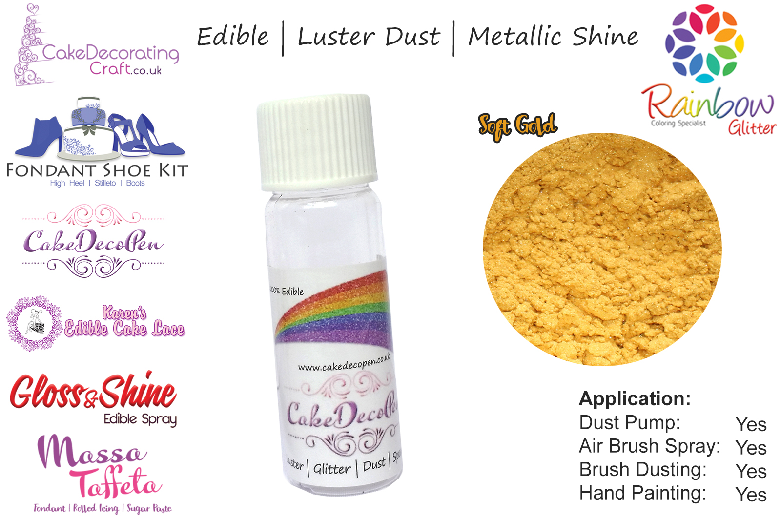 Soft Gold | Pearled | Luster | Shimmer | Gloss | Edible Dust | 4 Gram Tube | Cake Decorating Craft