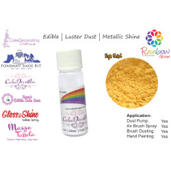 Soft Gold | Pearled | Luster | Shimmer | Gloss | Edible Dust | 4 Gram Tube | Cake Decorating Craft