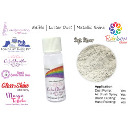 Soft Silver | Pearled | Luster | Shimmer | Gloss | Edible Dust | 4 Gram Tube | Cake Decorating Craft