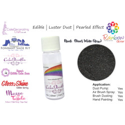 Black Silver | Pearled | Luster | Shimmer | Gloss | Edible Dust | 25 Gram Pot | Cake Decorating Craft
