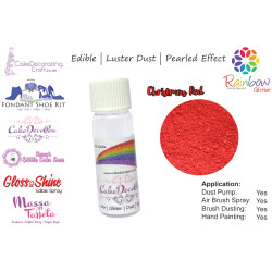 Christmas Red | Pearled | Luster | Shimmer | Gloss | Edible Dust | 25 Gram Pot | Cake Decorating Craft