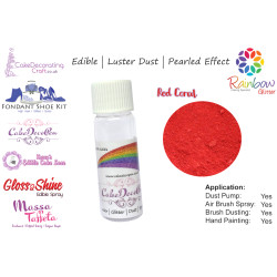 Red Coral | Pearled | Luster | Shimmer | Gloss | Edible Dust | 4 Gram Tube | Cake Decorating Craft