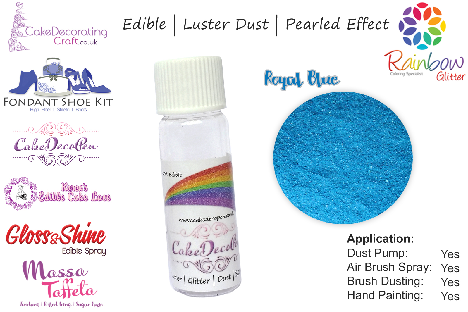 Royal Blue  | Pearled | Luster | Shimmer | Gloss | Edible Dust | 4 Gram Tube | Cake Decorating Craft
