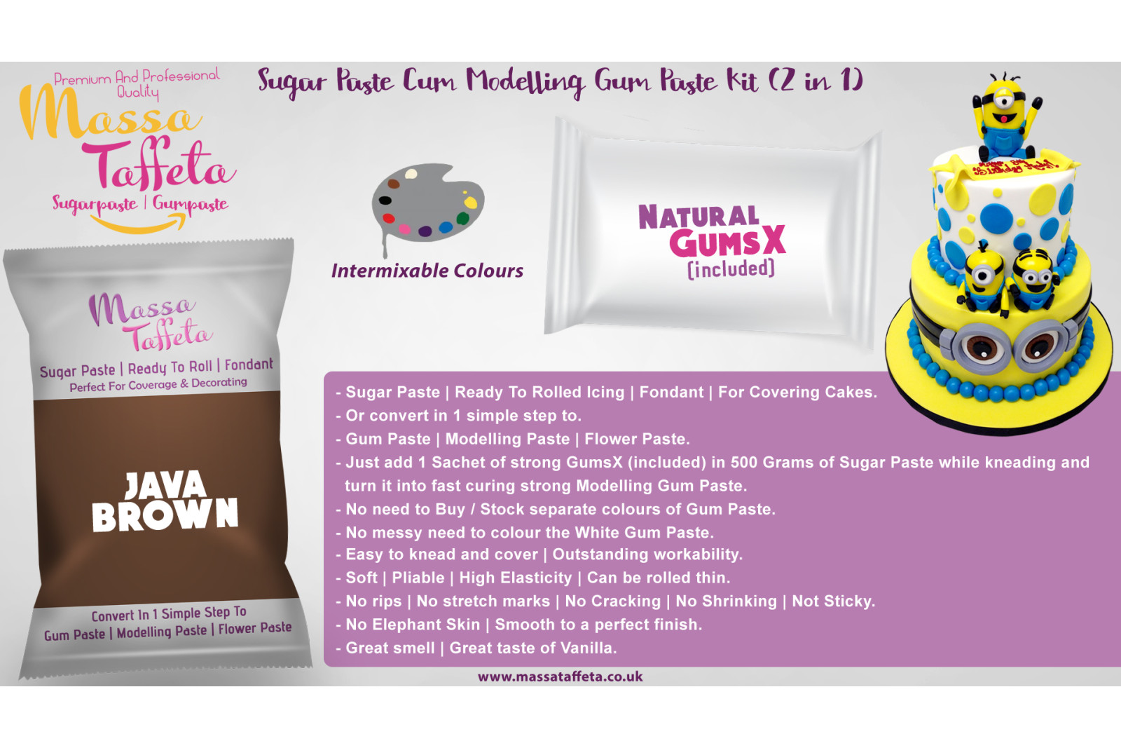 Java Brown | Massa Taffeta | Sugar Paste Cum Modelling Gum Paste Kit (2 in 1)