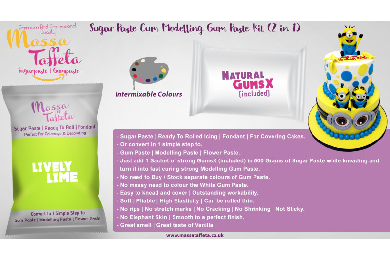 Lively Lime | Massa Taffeta | Sugar Paste Cum Modelling Gum Paste Kit (2 in 1)
