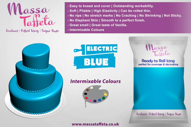Electric Blue | Massa Taffeta | Fondant | Sugarpaste | Ready Rolled Icing | Cake Craft 
