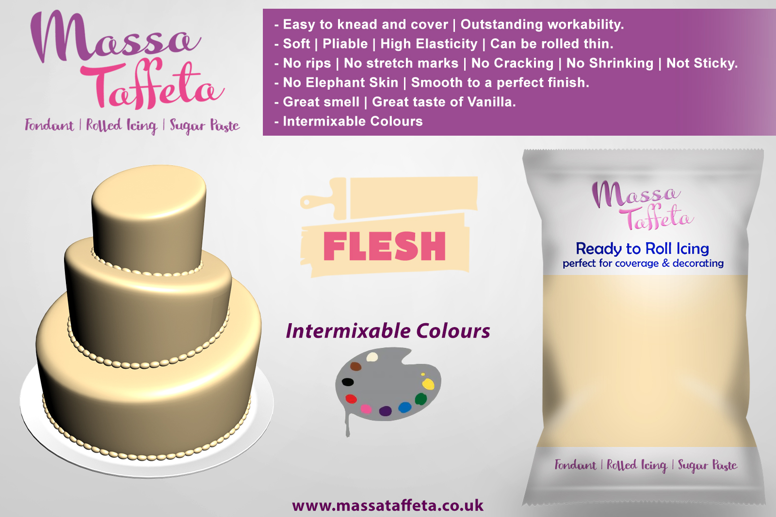 Flesh | Massa Taffeta | Fondant | Sugarpaste | Ready Rolled Icing | Cake Craft 